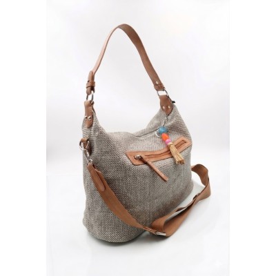 CARAMELO Sac Bandoulière Gris & Marron.