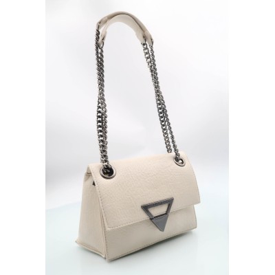 CARAMELO Sac Bandoulière Pochette Blanc Cuir.
