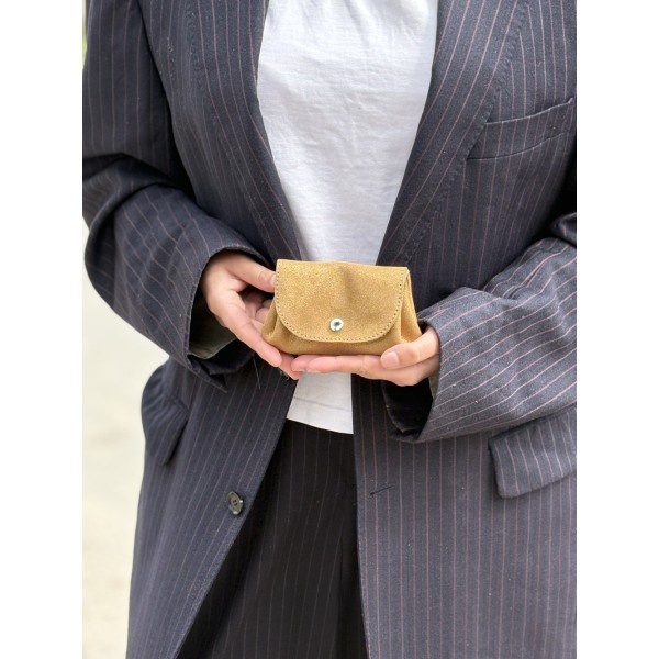 LA CARTABLIERE Porte-Monnaie Accordéon cuir pailleté Sable doré.