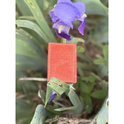 LA CARTABLIERE Etui double à cartes Pailleté Orange doré.