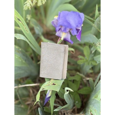 LA CARTABLIERE Etui double à cartes Pailleté Sauge.