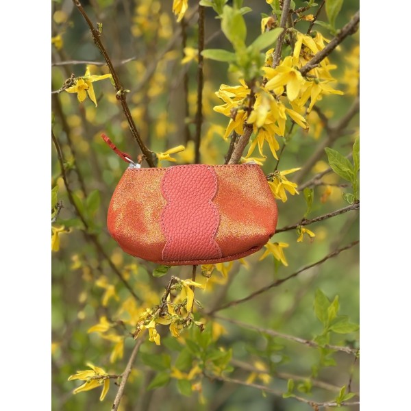 LA CARTABLIERE Trousse Athéna Pailleté Orange doré.