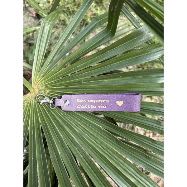 LA CARTABLIERE Porte-Clés Message Ma Vie en Paillettes Cuir Violet.