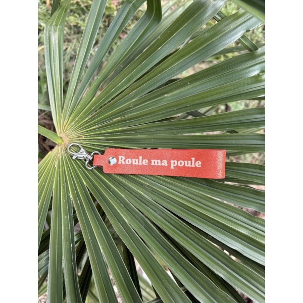 LA CARTABLIERE Porte-Clés Message Roule Ma Poule Cuir Orange.