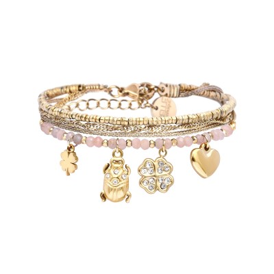 BELLE MAIS PAS QUE Bracelet Mila Pierre de Lune Rose.