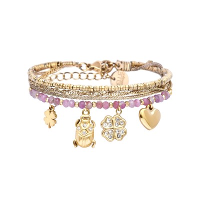 BELLE MAIS PAS QUE Bracelet Mila Tourmaline Rose.