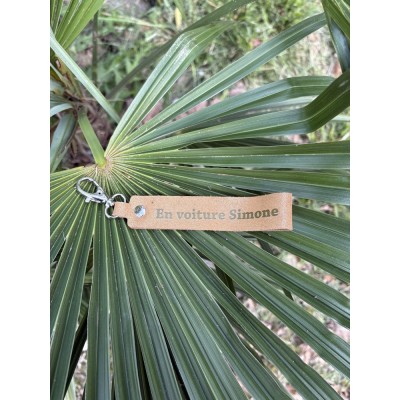 LA CARTABLIERE Porte-Clés Message En Voiture Simone Pailleté Sable doré.