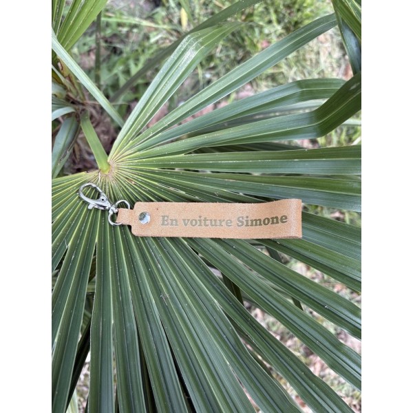 LA CARTABLIERE Porte-Clés Message En Voiture Simone Pailleté Sable doré.