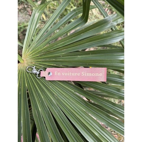 LA CARTABLIERE Porte-Clés Message En Voiture Simone Pailleté Rose.