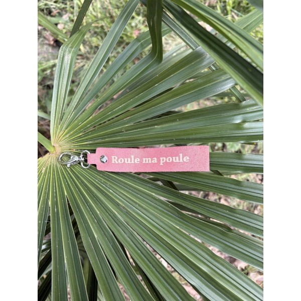 LA CARTABLIERE Porte-Clés Message Roule Ma Poule Pailleté Rose.