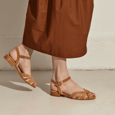 REQINS - Sandales Palma en Cuir Velours - Camel