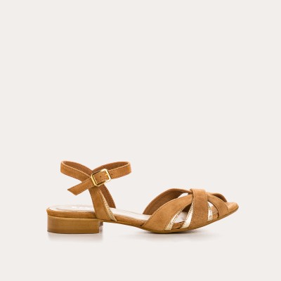 REQINS - Sandales Palma en Cuir Velours - Camel