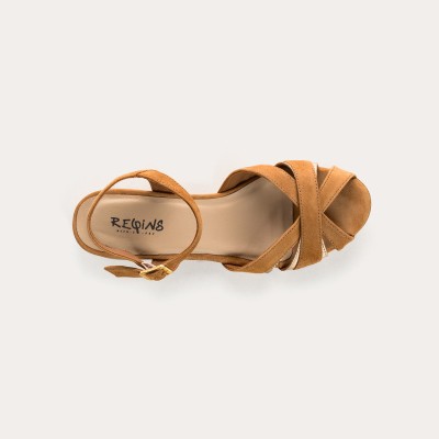 REQINS - Sandales Palma en Cuir Velours - Camel
