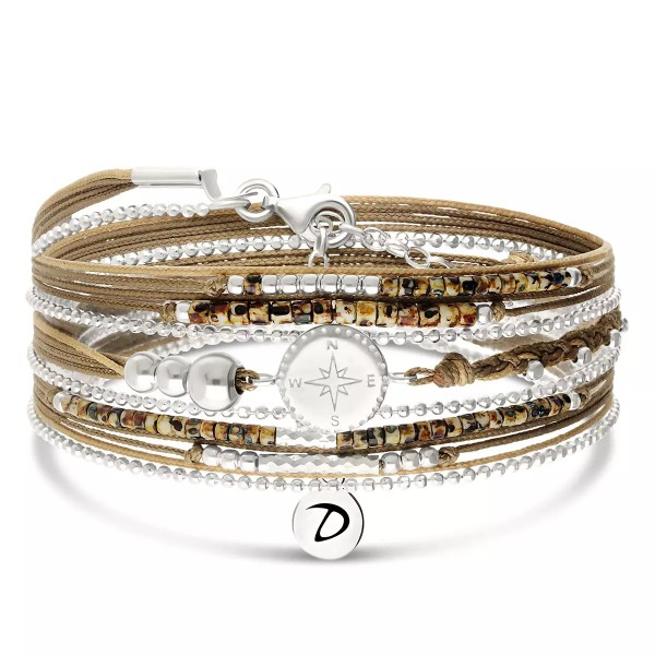 DORIANE Bijoux Bracelet 3 Tours Rose des Vents Léopard.