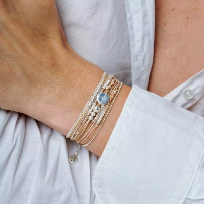 DORIANE Bijoux Bracelet 3 tours Boussole Ecru.