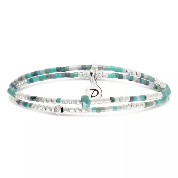 DORIANE Bijoux Bracelet Elastiqué 2 tours Spring Bleu Turquoise.