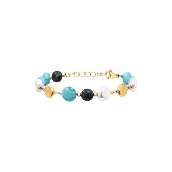 N°3 Bracelet Ajustable Acier & Pierres semi précieuses.