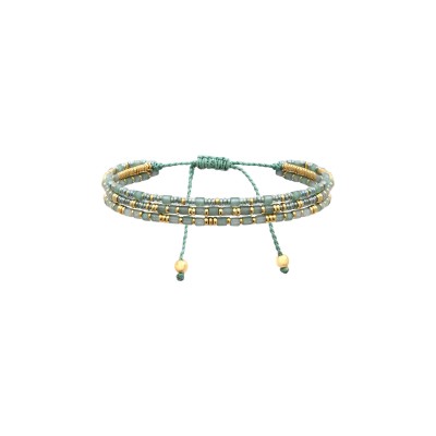 N°3 Bracelet Ajustable 3 rangs Acier & Pierres semi précieuses.