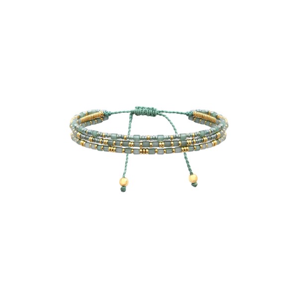 N°3 Bracelet Ajustable 3 rangs Acier & Pierres semi précieuses.