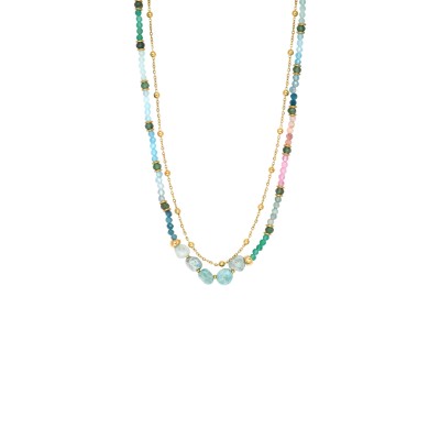 N°3 Collier Acier & Pierres semi précieuses.