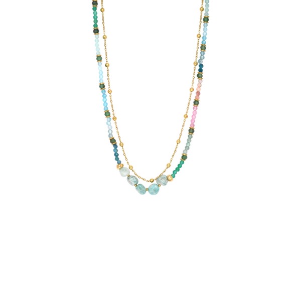 N°3 Collier Acier & Pierres semi précieuses.