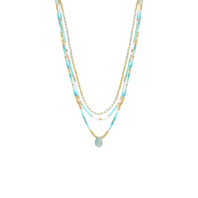 N°3 Collier Acier & Pierres semi précieuses.