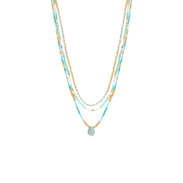N°3 Collier Acier & Pierres semi précieuses.