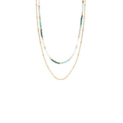 N°3 Collier Acier & Pierres semi précieuses.