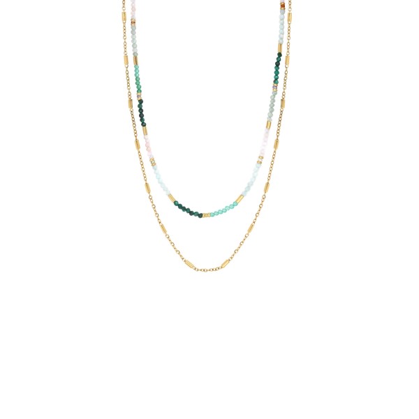 N°3 Collier Acier & Pierres semi précieuses.