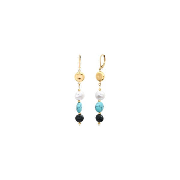 N°3 Boucles d’oreilles Poussoir Acier & Pierres semi précieuses.