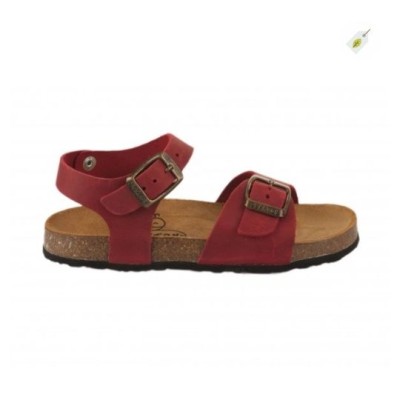 PLAKTON - Nu-pieds en cuir Louis Rouge