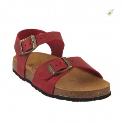 PLAKTON - Nu-pieds en cuir Louis Rouge