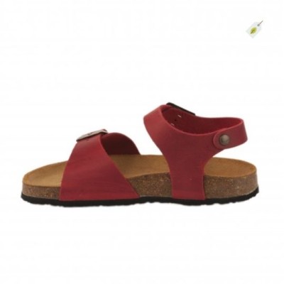 PLAKTON - Nu-pieds en cuir Louis Rouge