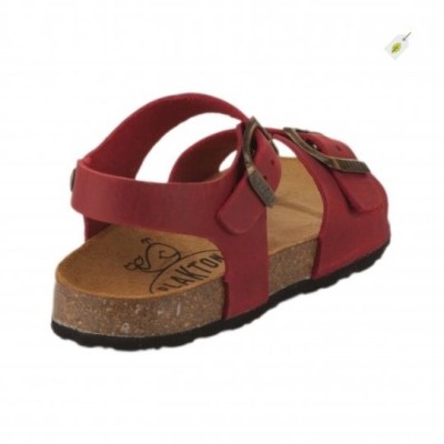 PLAKTON - Nu-pieds en cuir Louis Rouge