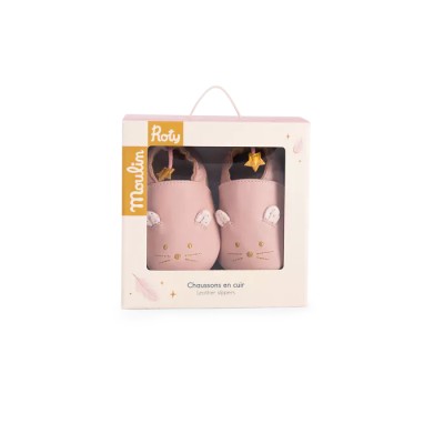 MOULIN ROTY - Chaussons en cuir - Rose
