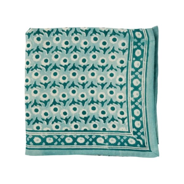 BONHEUR DU JOUR Foulard Indien Isha Blue Green.