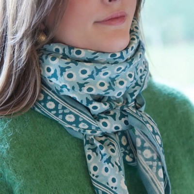Foulard Isha Blue, Marque BONHEUR DU JOUR | Bijoux Totem.