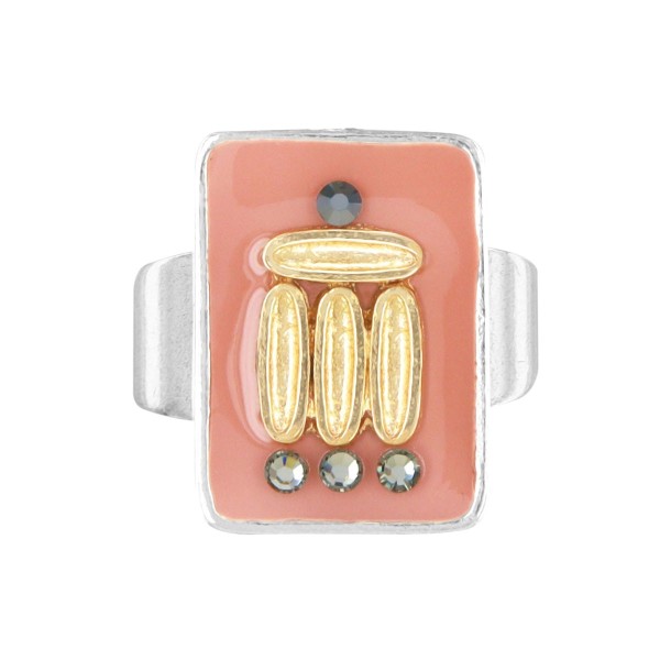 TARATATA bijoux Bague ajustable Rose Ikat.