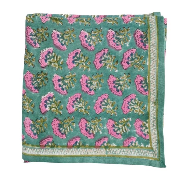 BONHEUR DU JOUR Foulard Indien Namasté Vert.