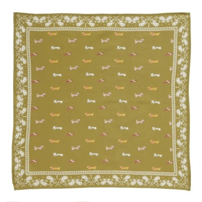 Foulard Teckel Olive, Marque BONHEUR DU JOUR | Bijoux Totem.