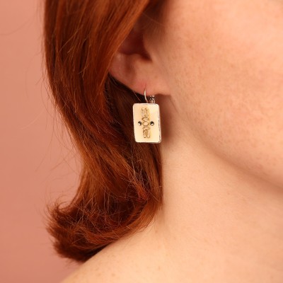 Dormeuses Ikat, Marque Taratata bijoux | Bijoux Totem