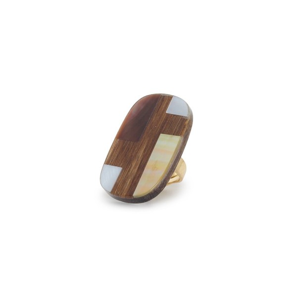 NATURE bijoux Bague Ajustable Rectangulaire Kamakura.