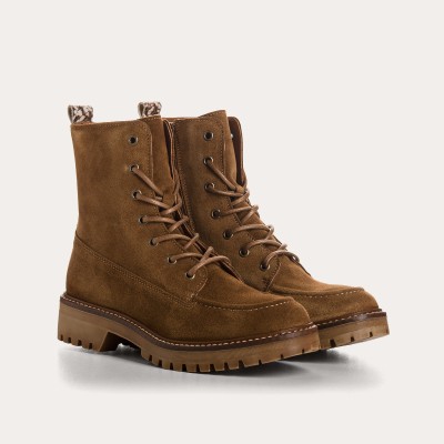 REQINS - Bottines Dorka Cuir Velours - Noisette