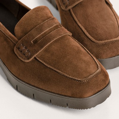 REQINS - Mocassins Cuir Velours Mariella - Cacao
