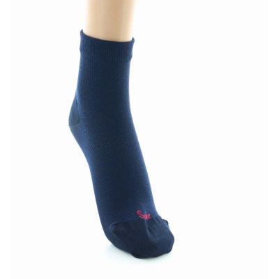 PERRIN – Socquettes Femme en Soie Naturelle – Marine