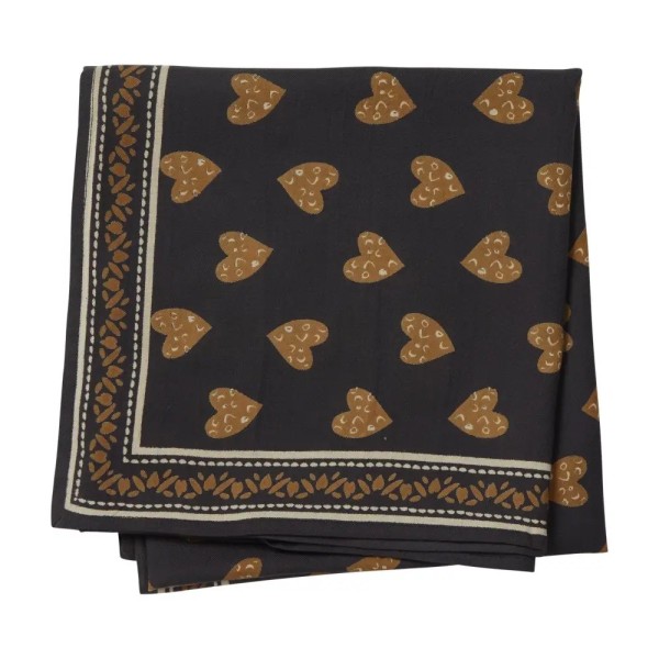 BONHEUR DU JOUR Foulard Indien Coeur Sauvage Anthracite.