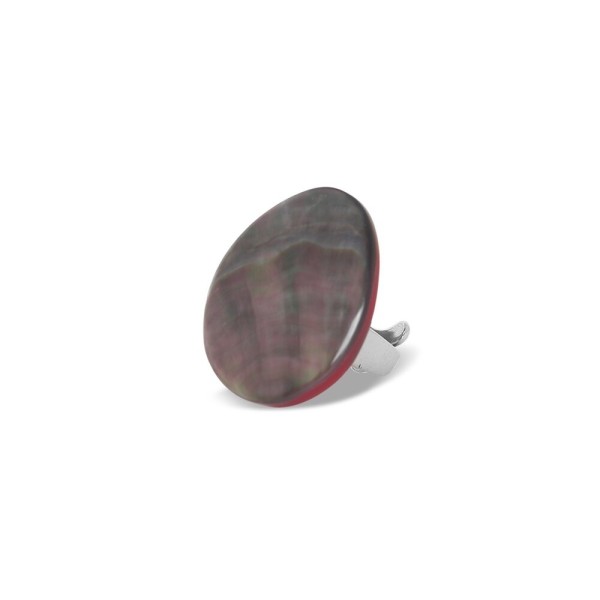 NATURE bijoux Bague Ajustable Nacre Noire Sumida.