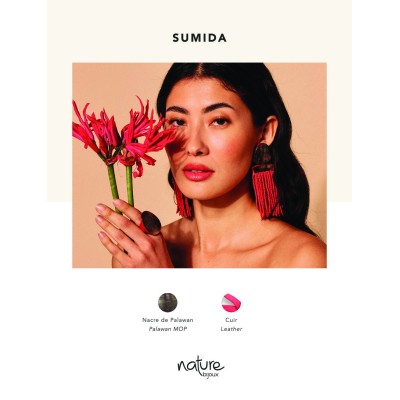 Bague Ajustable Nacre Noire Sumida, Nature | Bijoux Totem