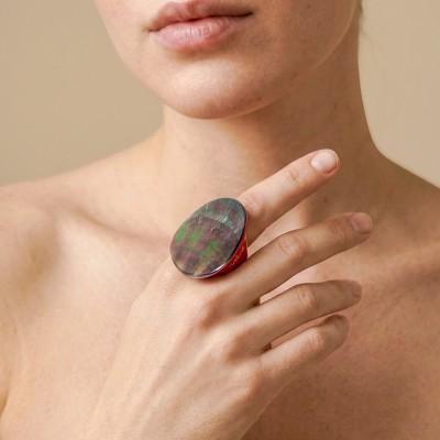Bague Nacre Noire Sumida, Marque Nature | Bijoux Totem
