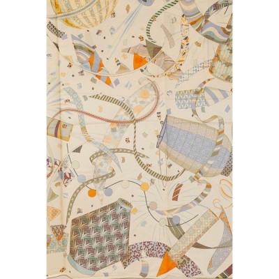 MAISON FANLI - Foulard Carré de Soie Lanternes - Bleu